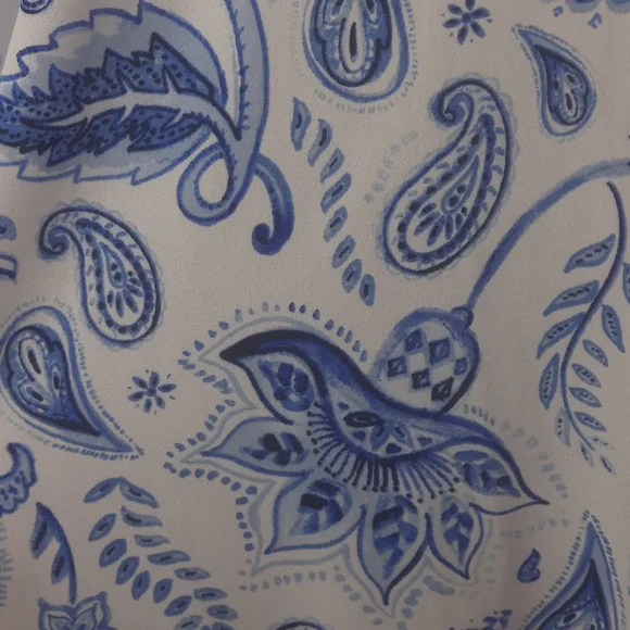 SMYMumu Blue Paisley Tunic Dress Shoulder Cutout Beach Boho Festival Oversize XS - Picture 6 of 8